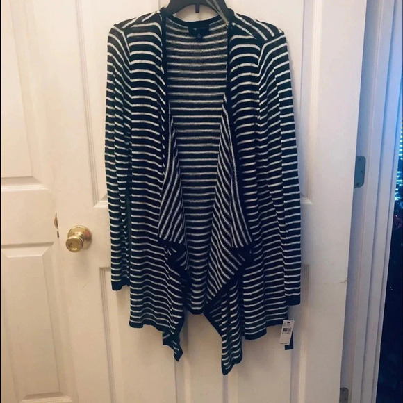 NWT-ab -studio cardigan -black and white striped - Picture 1 of 4